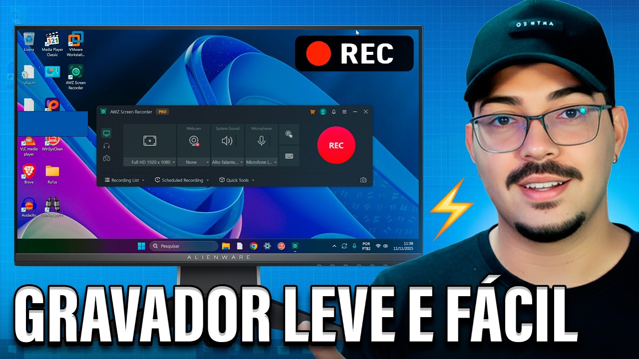 🔥 ESQUEÇA O OBS! Achei o gravador de tela PERFEITO para PC Fraco (AWZ)