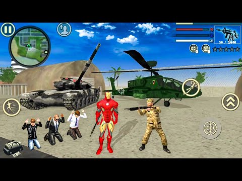 Iron Rope Hero Vice Town City Crime Simulator - Hostages at Military Base #2 - Android Gameplay