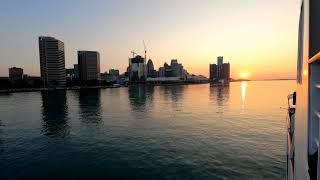 Sailing In To Detroit On A Cruise Ship - Detroit River Time Lapse