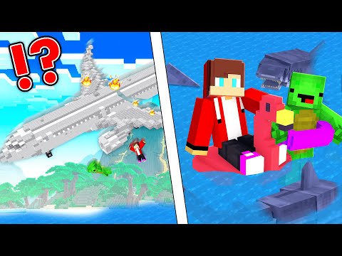 JJ & Mikey - Friends - Mikey & JJ CRASH On Airplane 100 DAYS In The OCEAN in Minecraft (Maizen)