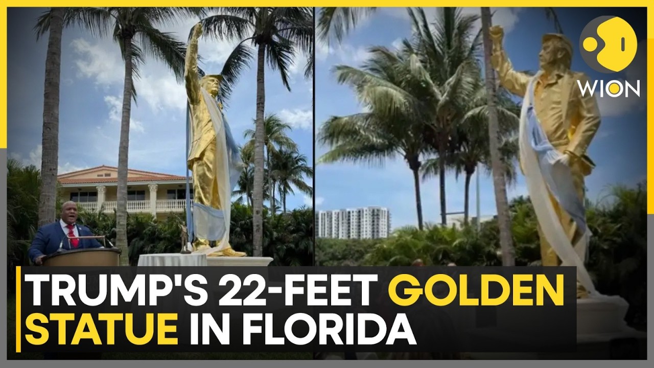 Florida Trump Statue: 22-Foot Gold Trump Statue Unveiled in Florida | WION News