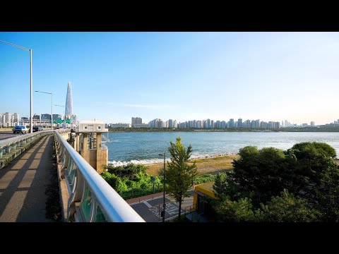 Da estação Jamsil à ponte Jamsil e à estação Guui, outono no rio Han | Seul Coreia 4K HDR