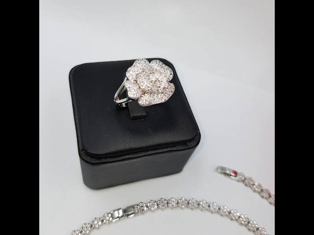 طقم زركون فضي مناسبات فاخر