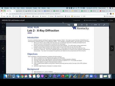 MSE 408 F20 - Lecture 4 - Introduction to XRD Lab 2