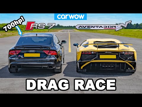 Lamborghini Aventador vs 700hp Audi RS7 - DRAG RACE