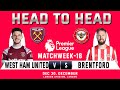 WEST HAM UNITED vs BRENTFORD | Matchweek- 18 | EPL | Head to Head Stats |WHU vs BRE | Premier League