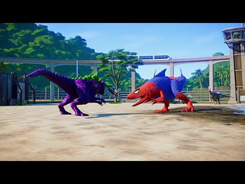 Joker Godzilla vs Spider-Man King Shark vs Red Skull T-REX Dinosaurs Fight! JWE MOD Battle