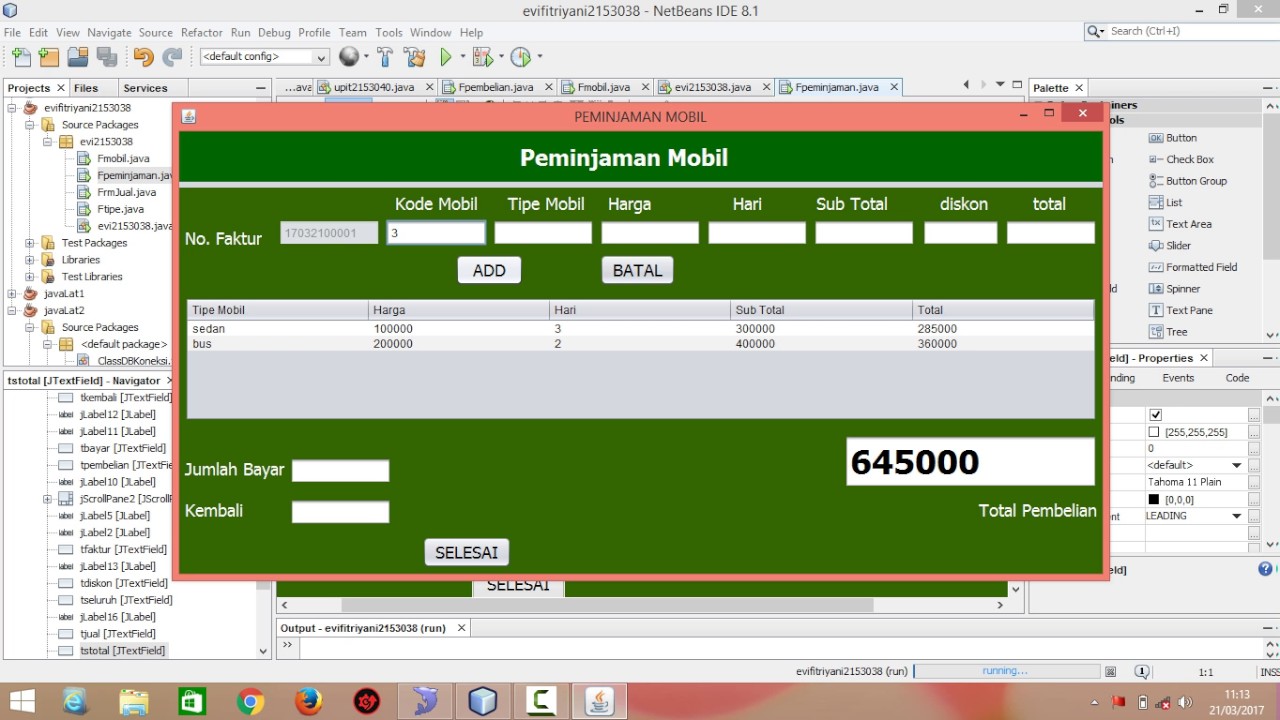 form data Peminjaman Mobil