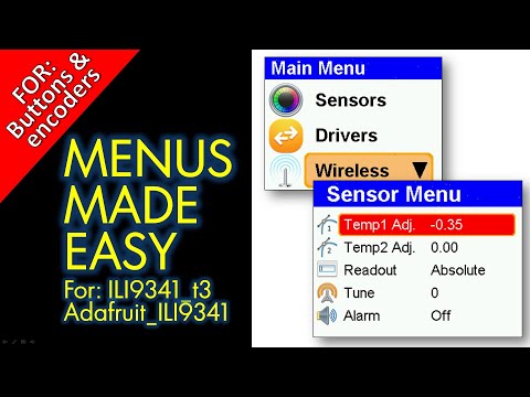 Menu library for Touch and mechanical controls - ILI9341 displays