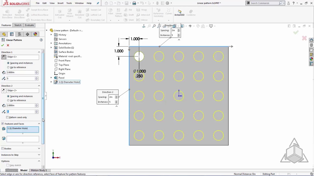 Tech Tip - Linear Patterns in SOLIDWORKS