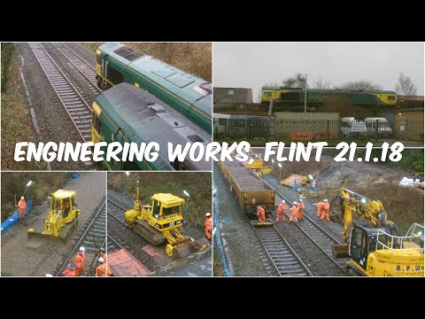 Flint 21.1.2018 - engineering works - Freightliner class 66's ontrack plant