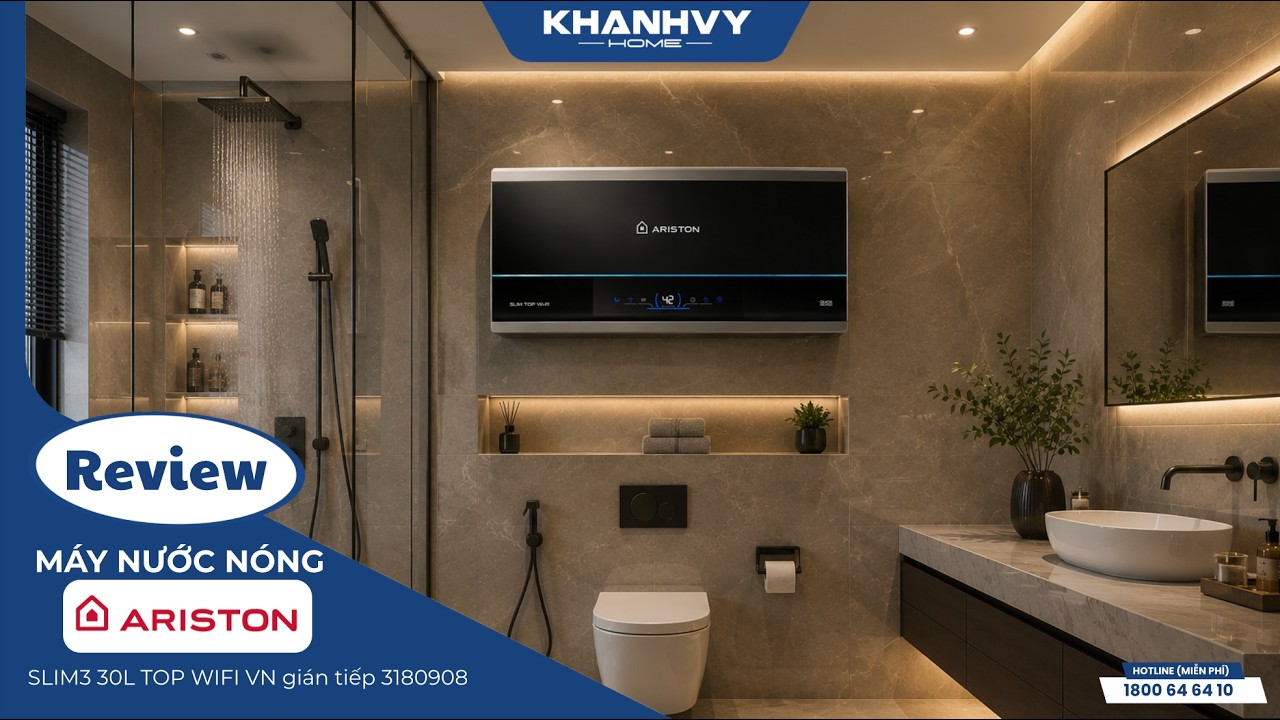 Máy nước nóng gián tiếp Ariston 30 lít SLIM3 30 TOP WIFI VN 3180908