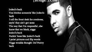 Drake - Jodeci (Freestyle) ft. J. Cole Lyrics on Screen