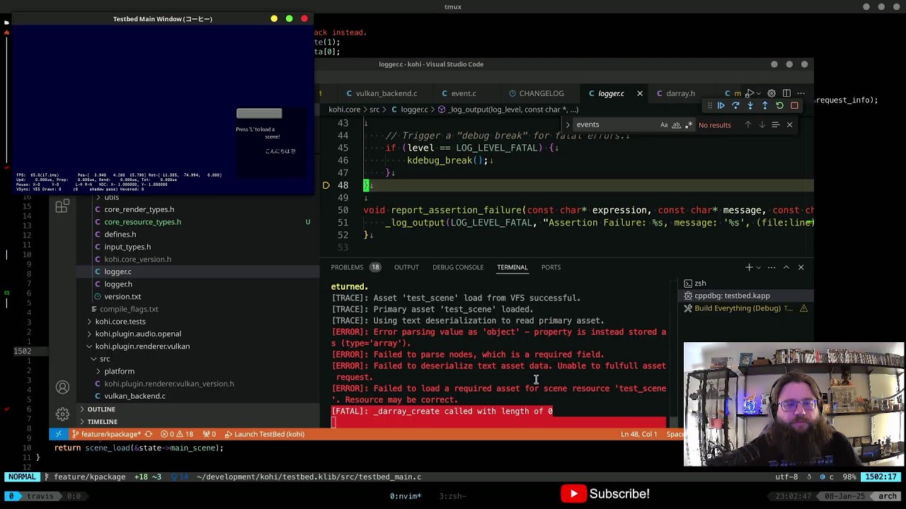 C/Vulkan Game Engine Dev Ep. 259: Closing the refactor loop - lots fixed, may delete code !tts !kohi