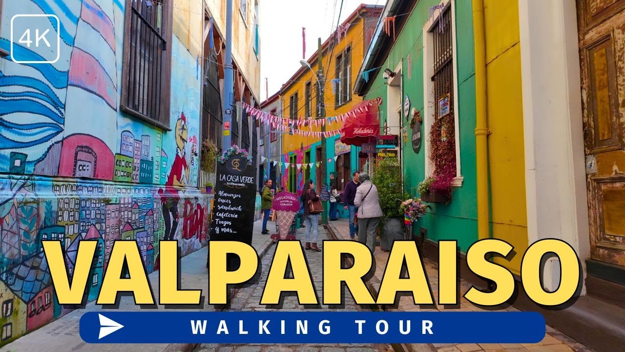 Immersive street-level walking tour through Valparaíso, Chile, showcasing authentic urban landscapes, local architecture, and the vibrant atmosphere of the city's neighborhoods