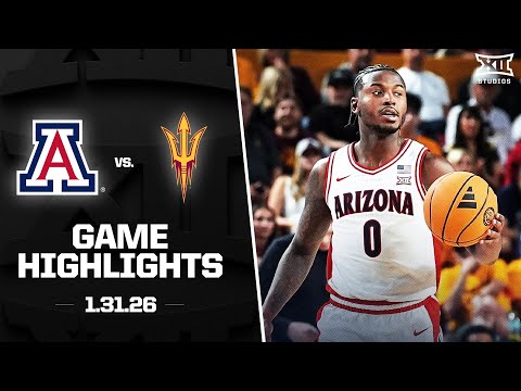 #1 Arizona vs. Arizona State Game Highlights | 2025-26 Big 12 Men's Basketball