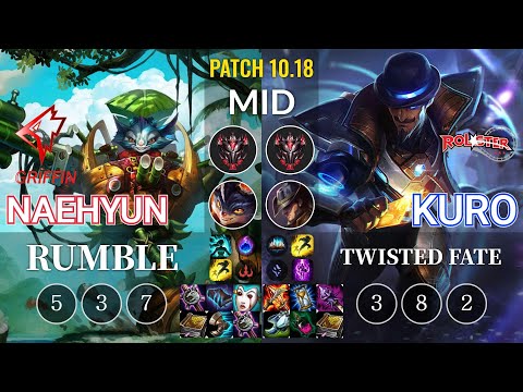 GRF Naehyun Rumble vs KT Kuro Twisted Fate Mid - KR Patch 10.18