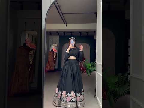 Black Color Sequins And Thread Embroidery Work Georgette Lehenga Choli