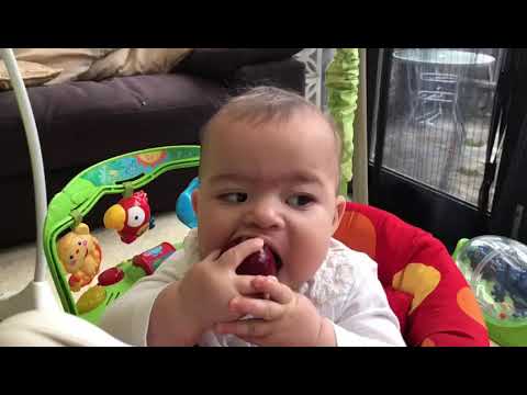Twins 8 months old , first time enjoying a red plum! 🥰🥰🥰🥰