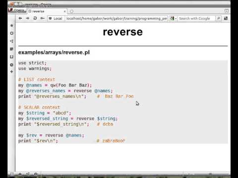 Beginner Perl Maven tutorial: 5.10 - reverse