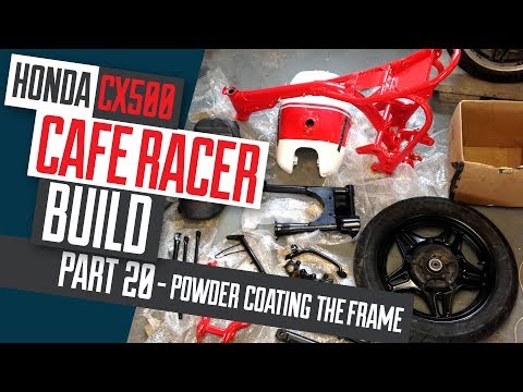 Honda CX500 Cafe Racer Build 20 - Powder coating the frame.