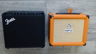 Video thumbnail for ORANGE CRUSH 20rt / FENDER MUSTANG LT25 - A Comparison Of Features | Play Guitar by Rock Hard Riffs