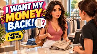 Returning Clothes in English | Shopping English Conversation (A2–B1)