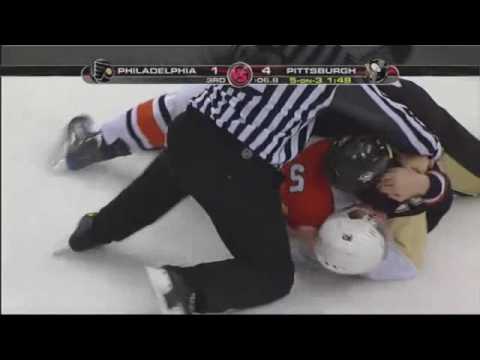 Braydon Coburn vs Bill Guerin, Carcillo hits Talbot Apr 15, 2009