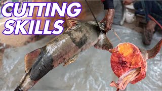 Unbelievable Giant Fish Cutting Skills in Bangladeshi Fish Market (15KG Baghair Fish)