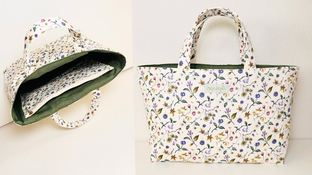 DIYポーチ付きトートバッグ作り方　How to make a tote bag with a pouch　Como fazer uma bolsa tipo sacola com uma bolsa