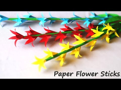 Paper Flower Stick | Paper Craft Easy | DIY Room Decor Video