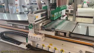 Máy cnc nesting PRO-R4F và máy dán tem mã vạch tự động Holztek, dây chuyền sản xuất Nội Thất Tự Động