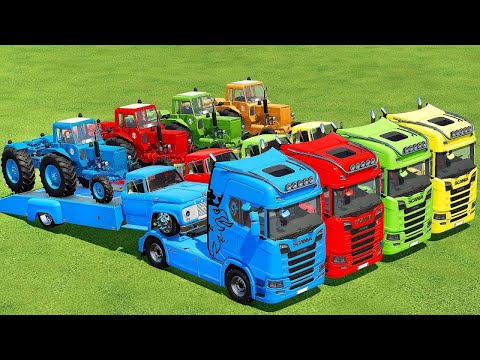 TRANSPORT COLORE MTZ TRACTOR WITH FORD & SCANIA TRUCKS - Farming SImulator 22