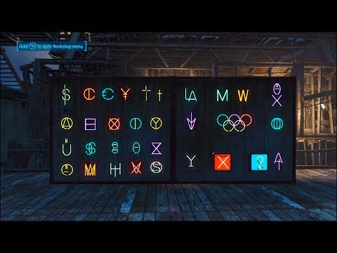 Fun Neon Symbols for Your Settlements 🔣 Fallout 4 No Mods Shop Class