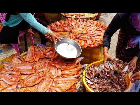 Lots of Dry Fish - Big Dried Fish Market in Cambodia