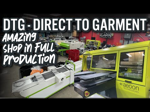 DTG how to & production facility! 2 pallet Aeoon DTG with 2 ROQ dryers - Girls running the show