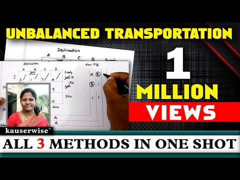 Unbalanced Transportation Problem|Northwest|Least cost|VAM|With Simple Procedure by kauserwise Video