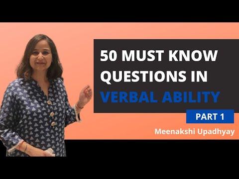 50 Must Watch VA Questions # 1| Meenakshi Upadhyay | Verbal Ability