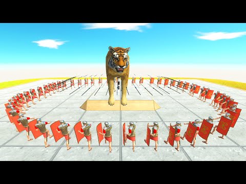 CIRCLE OF 50x ROMANUS SPEARS VS GIANT UNIT | ANIMAL REVOLT BATTLE SIMULATOR