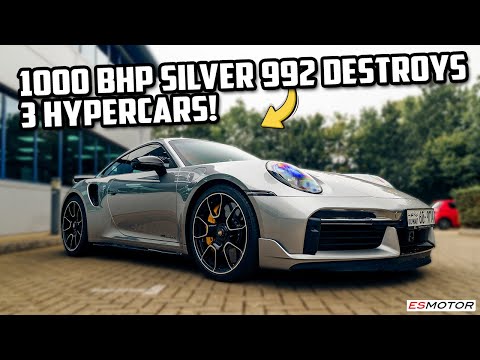 1000BHP SILVER 992 TURBO S VS KOENIGSEGG JESKO & BUGATTI CHIRON DRAG RACE! #porsche #esmotoruk