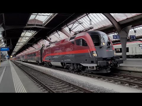 Train activity in Zurich HB