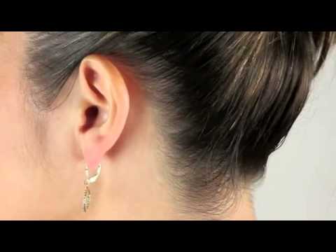 Diamond Accent 18k gold 40 mils) over Sterling Silver Hoop Earrings