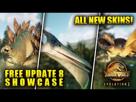 ALL NEW VARIANTS & SKINS! FREE UPDATE 8 SHOWCASE | Jurassic World Evolution 2