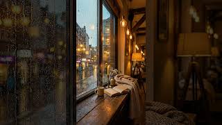 Rainy City Window | Cozy Reading Nook with Warm Lights & Rain Ambience | 4K
