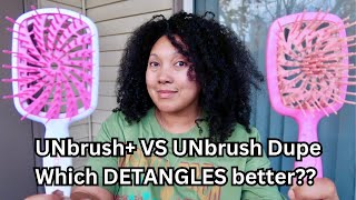 UNbrush+ vs UNbrush DUPE on SUPER TANGLED CURLY HAIR *detailed* detangling routine