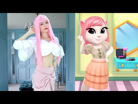 Imitate Angela with Pink Hair - My Talking Angela 2 In Real Life Part 2