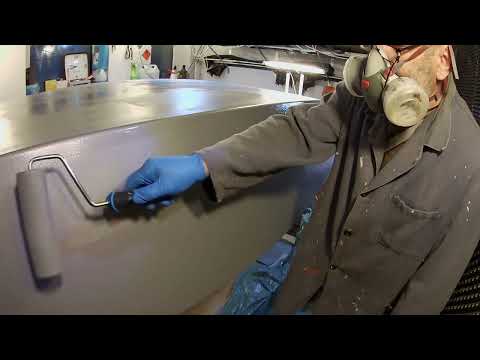 Plywood hull gluing: Episode #51 - manual application of epoxy primer (Pasja 400 dinghy)