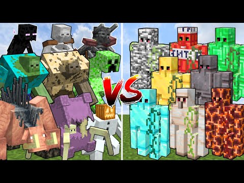 All MINECRAFT GOLEMS vs ALL MINECRAFT MUTANT MONSTERS | Minecraft Mob Battle