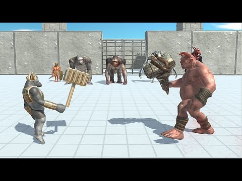 MUTANT PRIMATES WITH OLD GORO & ANCIENT HUMANS VS INFERNALS -Animal Revolt Battle Simulator