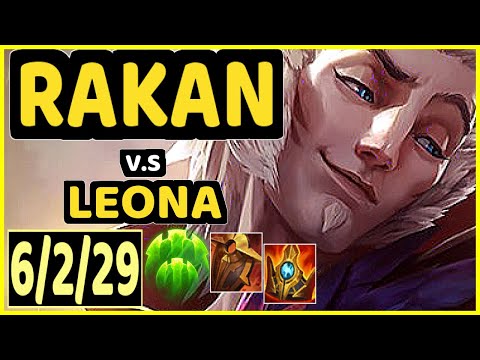 RAKAN vs LEONA - 6/2/29 KDA BOTTOM SUPPORT GAMEPLAY - BR Ranked GRANDMASTER
